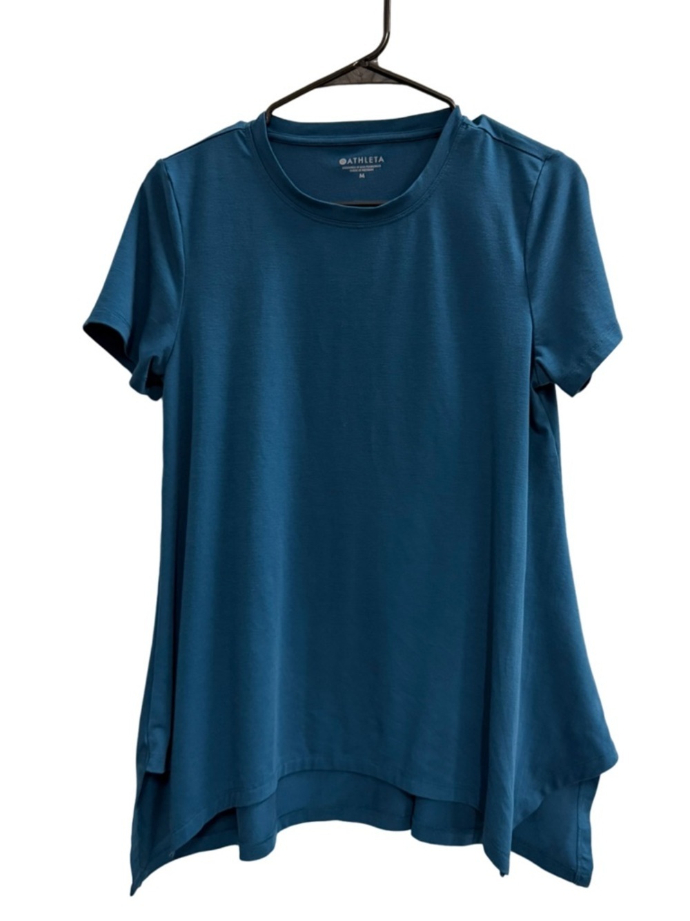 ATHLETA Essence Handkerchief Hem T-Shirt Blue Size Medium Style 384375